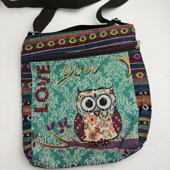 Handbags - NWOT Tapestry Owl Crossbody Bag Love you